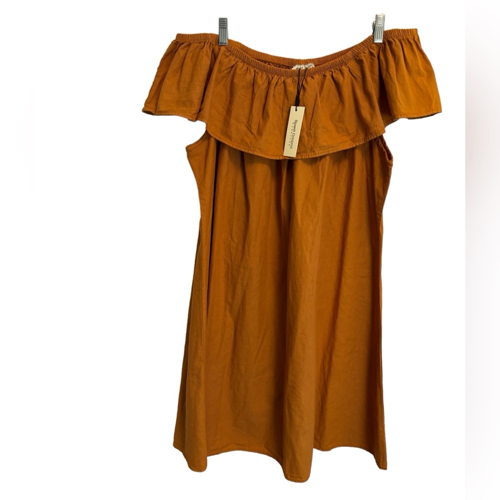NWT  SPEED CONTROL OFF THE SHOULDER  DRESS. SUGAR ALMOND COLOR. PLUS SZ XXXL